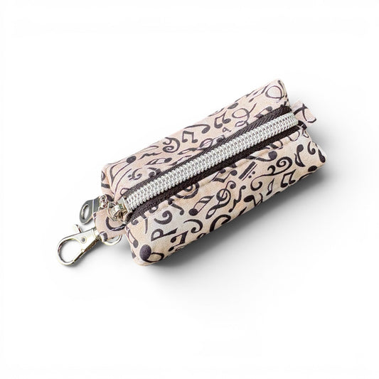 Lipstick/Chapstick Holder Musical Note Print Zipper Pouch with Lobster Clasp