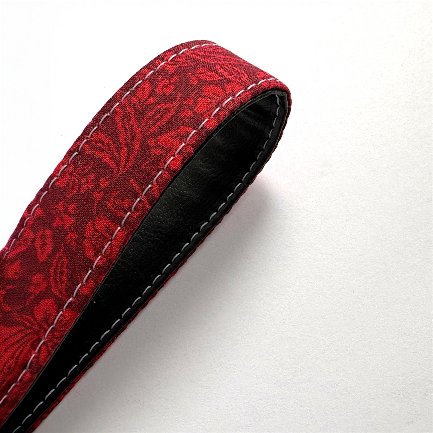 Key Chain Wristlet | Handmade Key Fob Wristlet Red Floral & Black