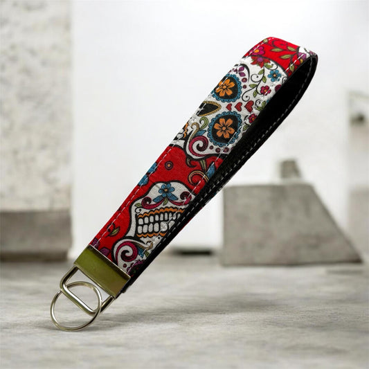 Key Chain Wristlet | Handmade Key Fob Wristlet Skull Design