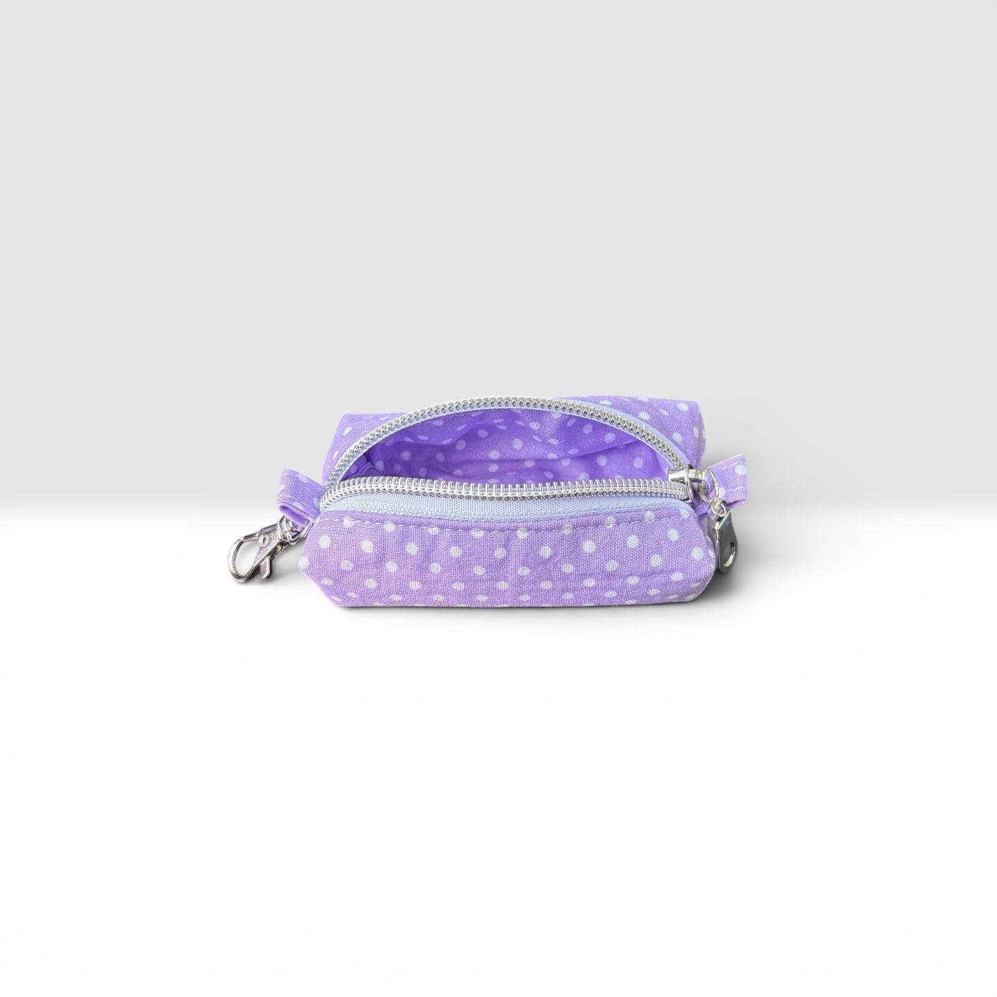 Lipstick/Chapstick Holder Purple Dot Zipper Pouch with Lobster Clasp