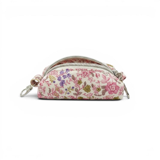 Lipstick/Chapstick Holder Pink White Green Floral Zipper Pouch with Lobster Clasp