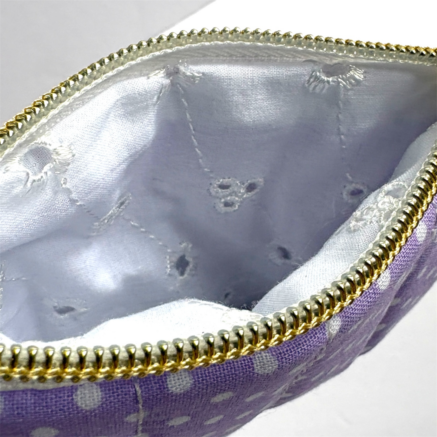 Coin Pouch Handmade Zipper Pouch Purple Dot