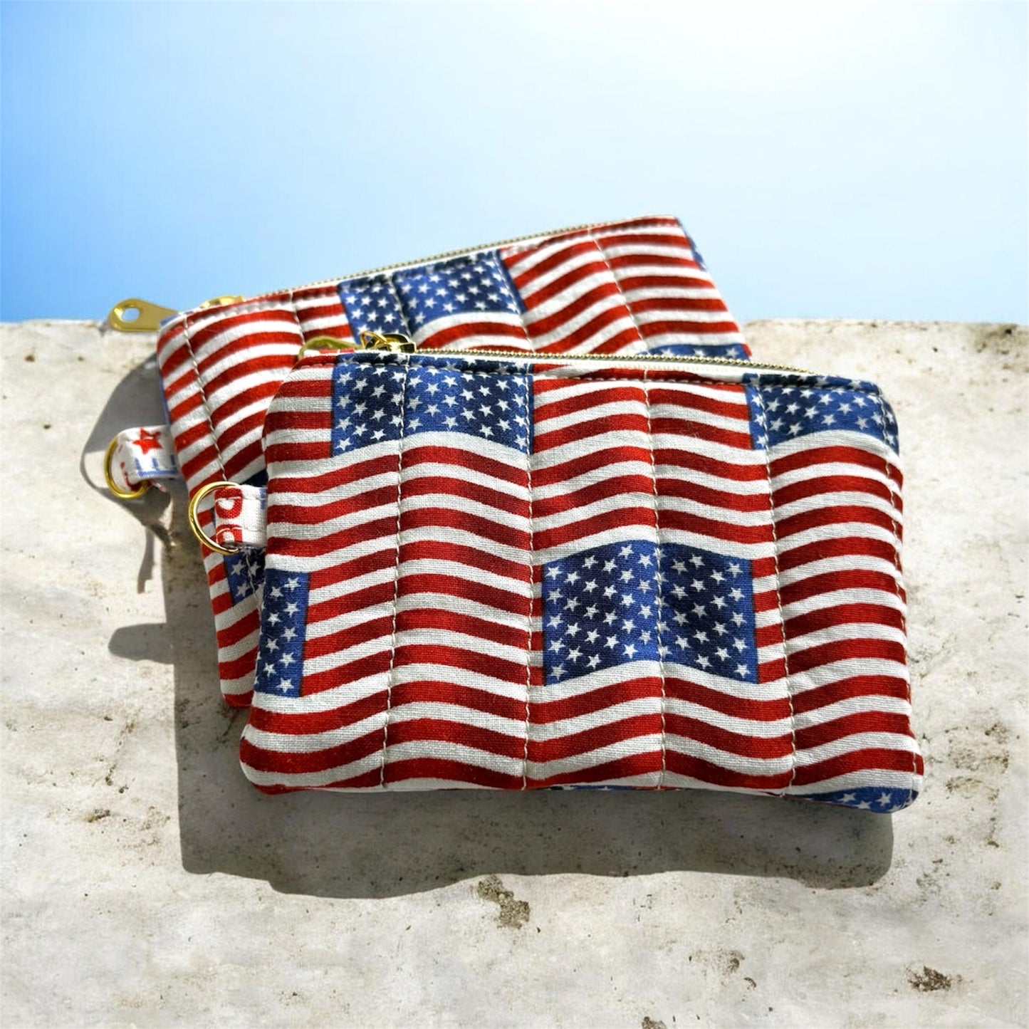 Coin Pouch Handmade Zipper Pouch American Flag