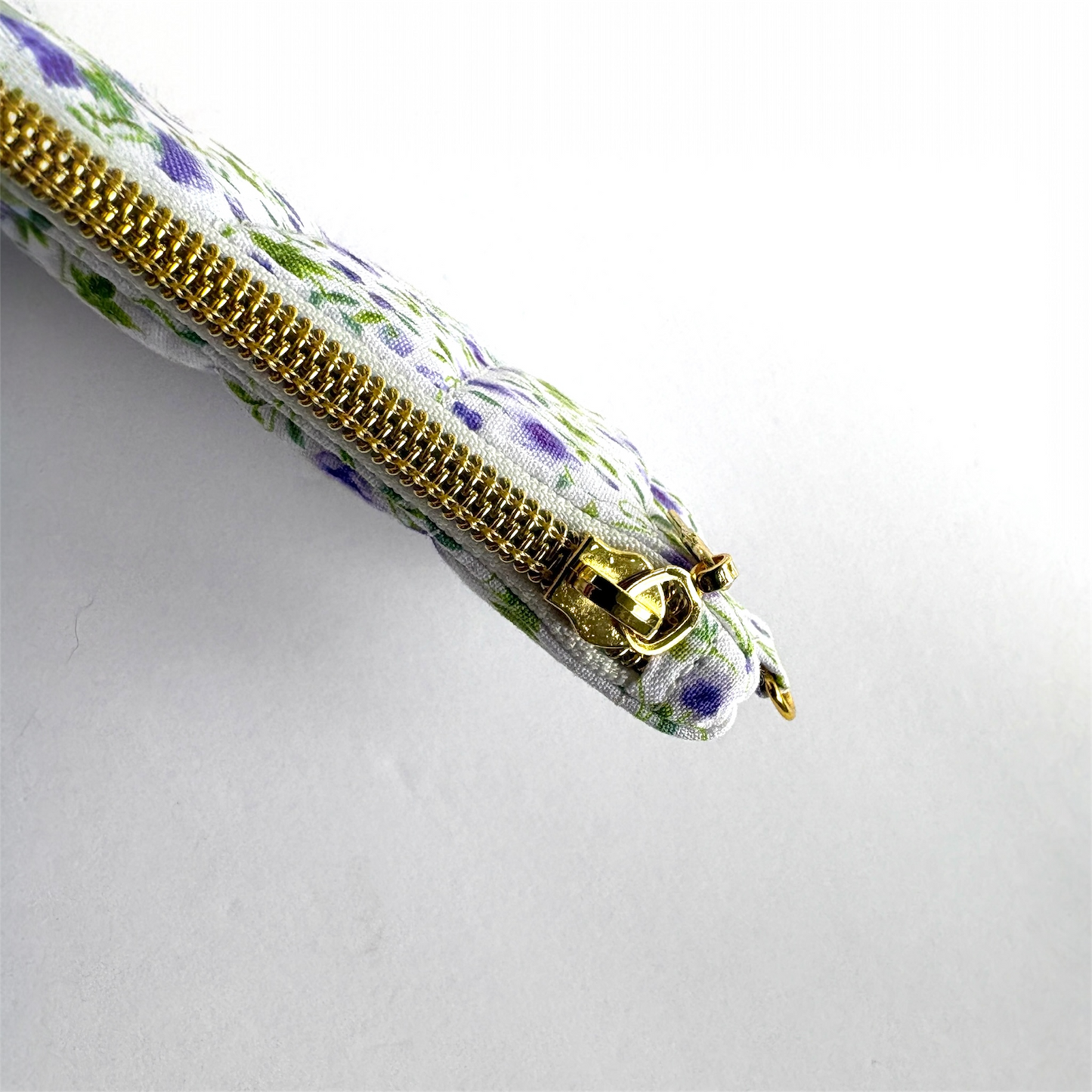Coin Pouch Handmade Zipper Pouch White Purple Floral