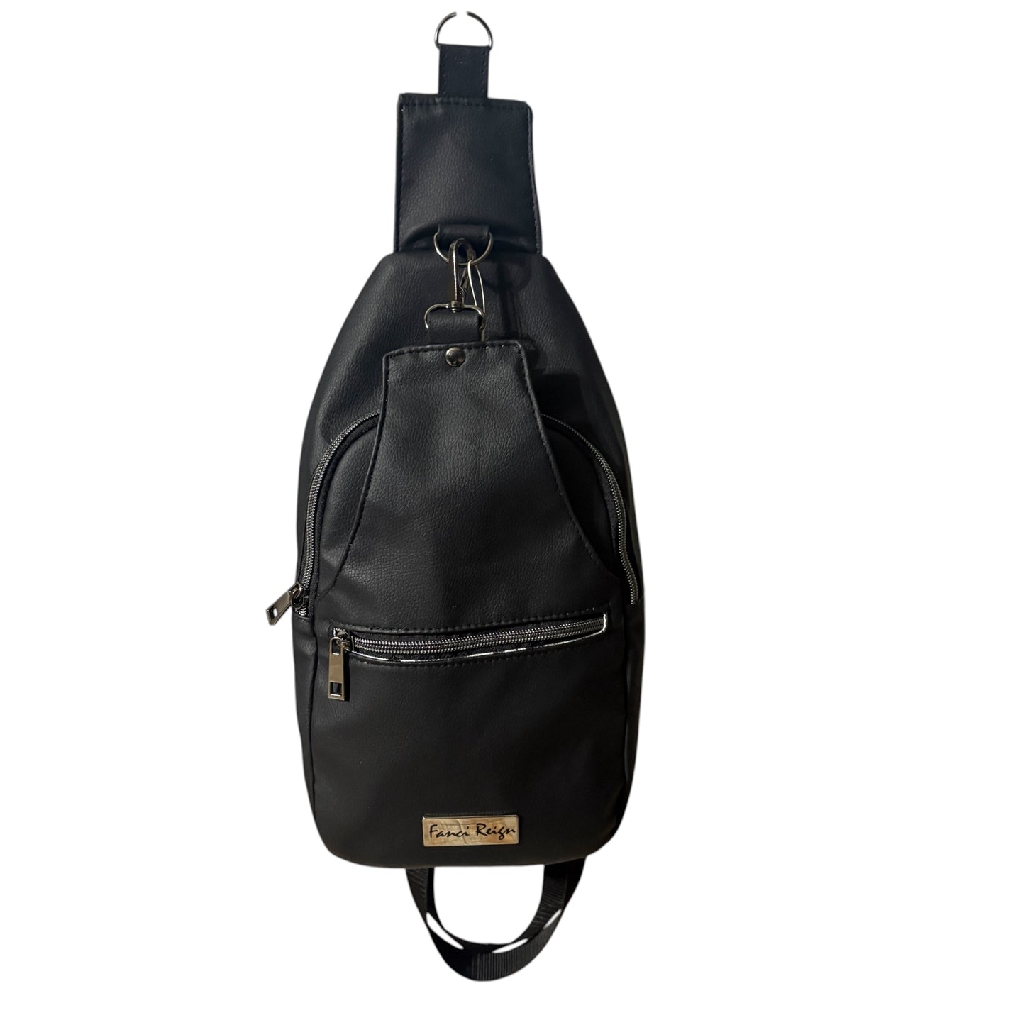 Retro Style Black Sling Bag - Crossbody with Multiple Zipper Pockets
