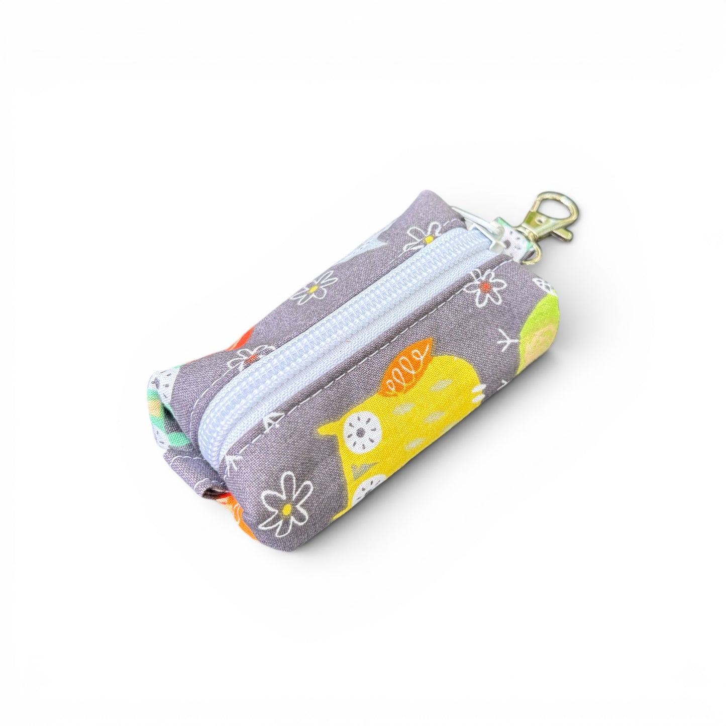 Lipstick/Chapstick Holder Owl Print Zipper Pouch with Lobster Clasp