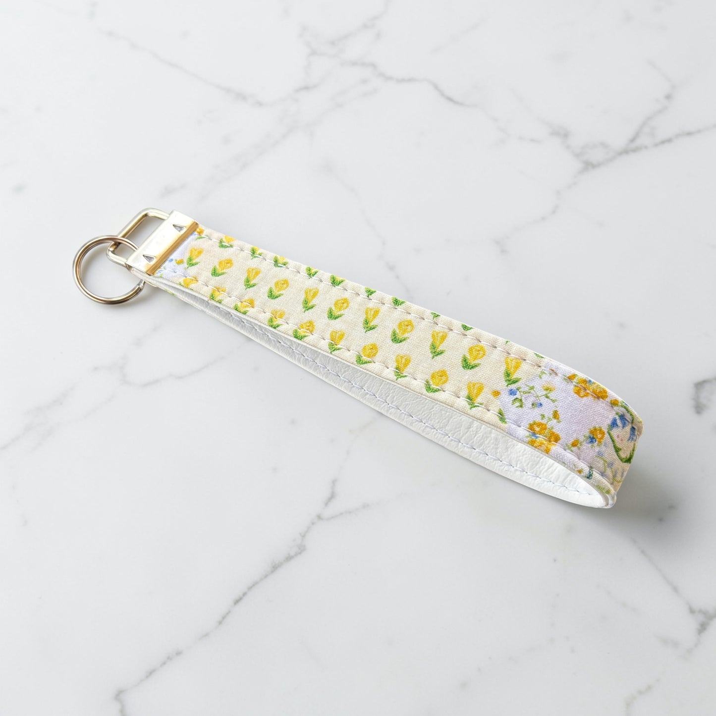 Key Chain Wristlet | Handmade Key Fob Wristlet Patchwork Yellow