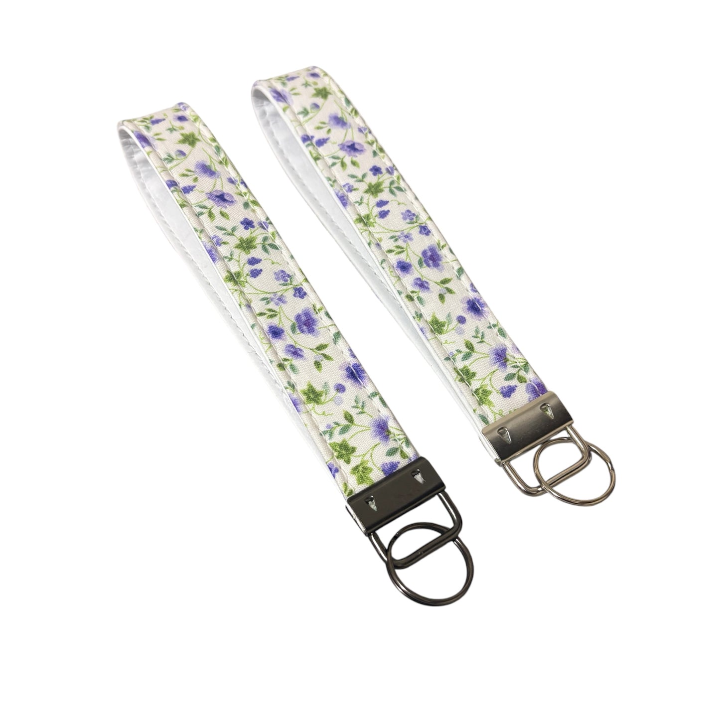 Key Chain Wristlet | Handmade Key Fob Wristlet White Purple Floral