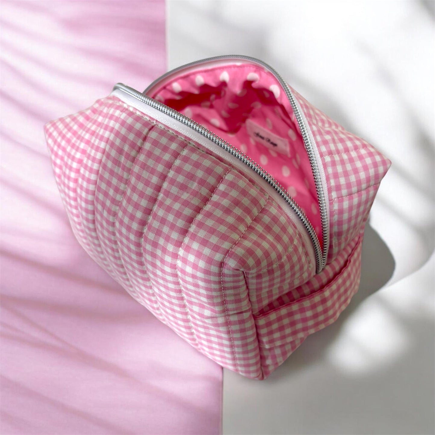Boxy Carry All Bag Dark Pink Gingham Medium