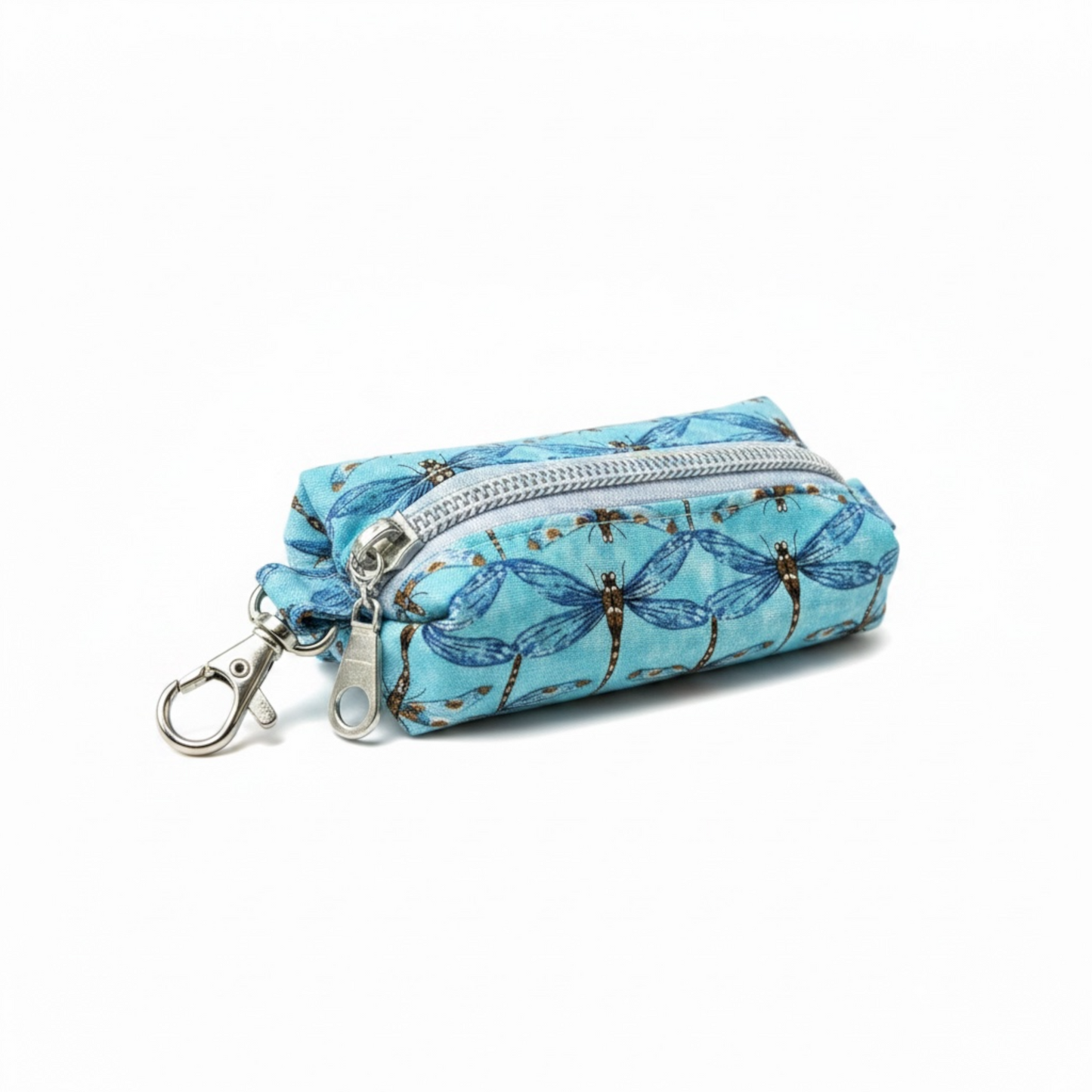 Lipstick/Chapstick Holder Dragonfly Print Zipper Pouch with Lobster Clasp