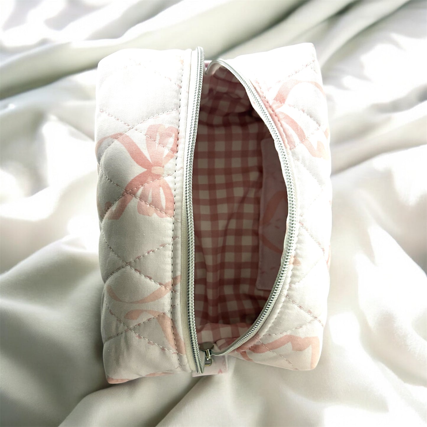 Pink Bow Makeup Boxy Bag