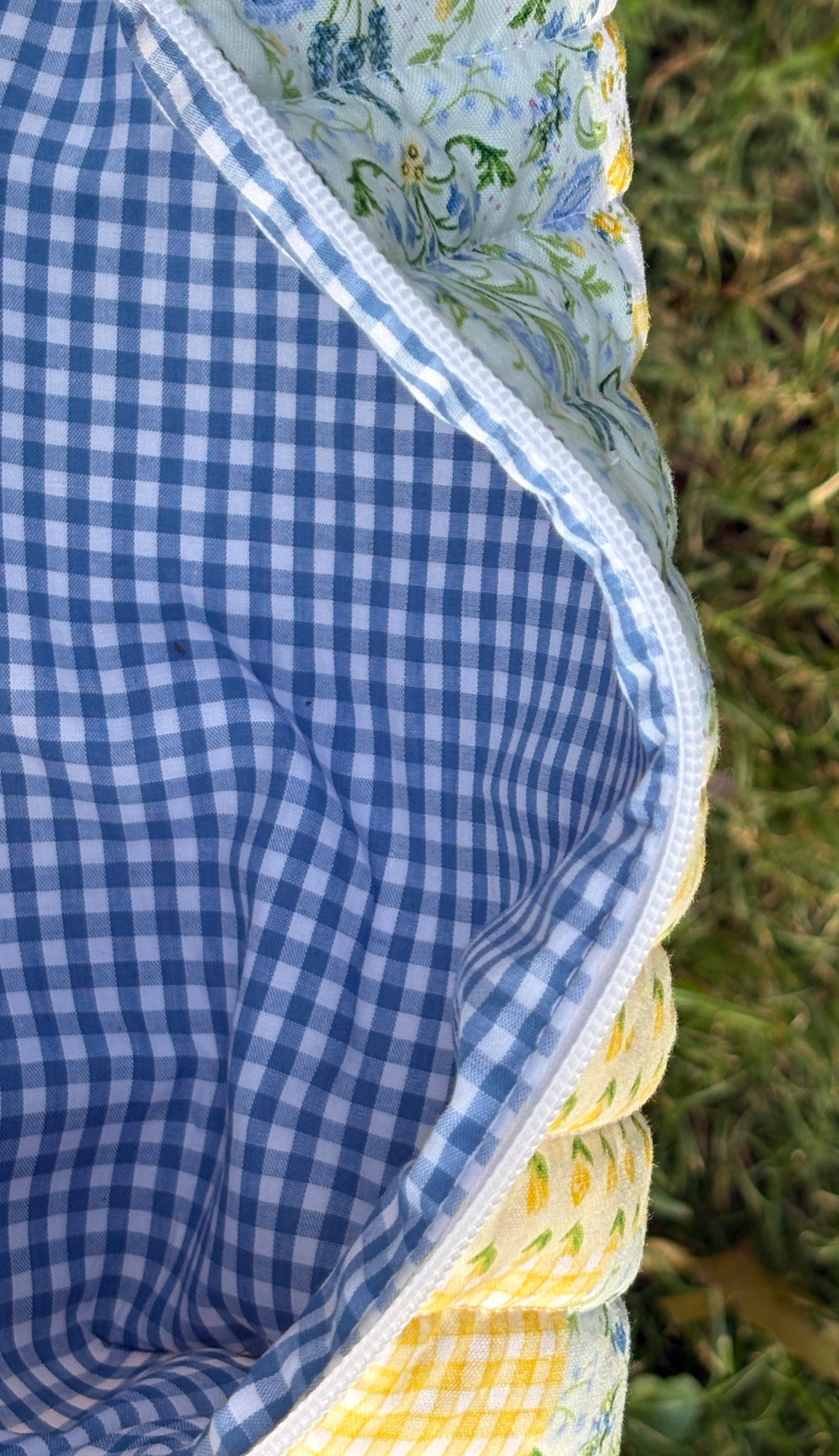 Make-Up/Boxy Bag - Quilted Yellow Blue Floral