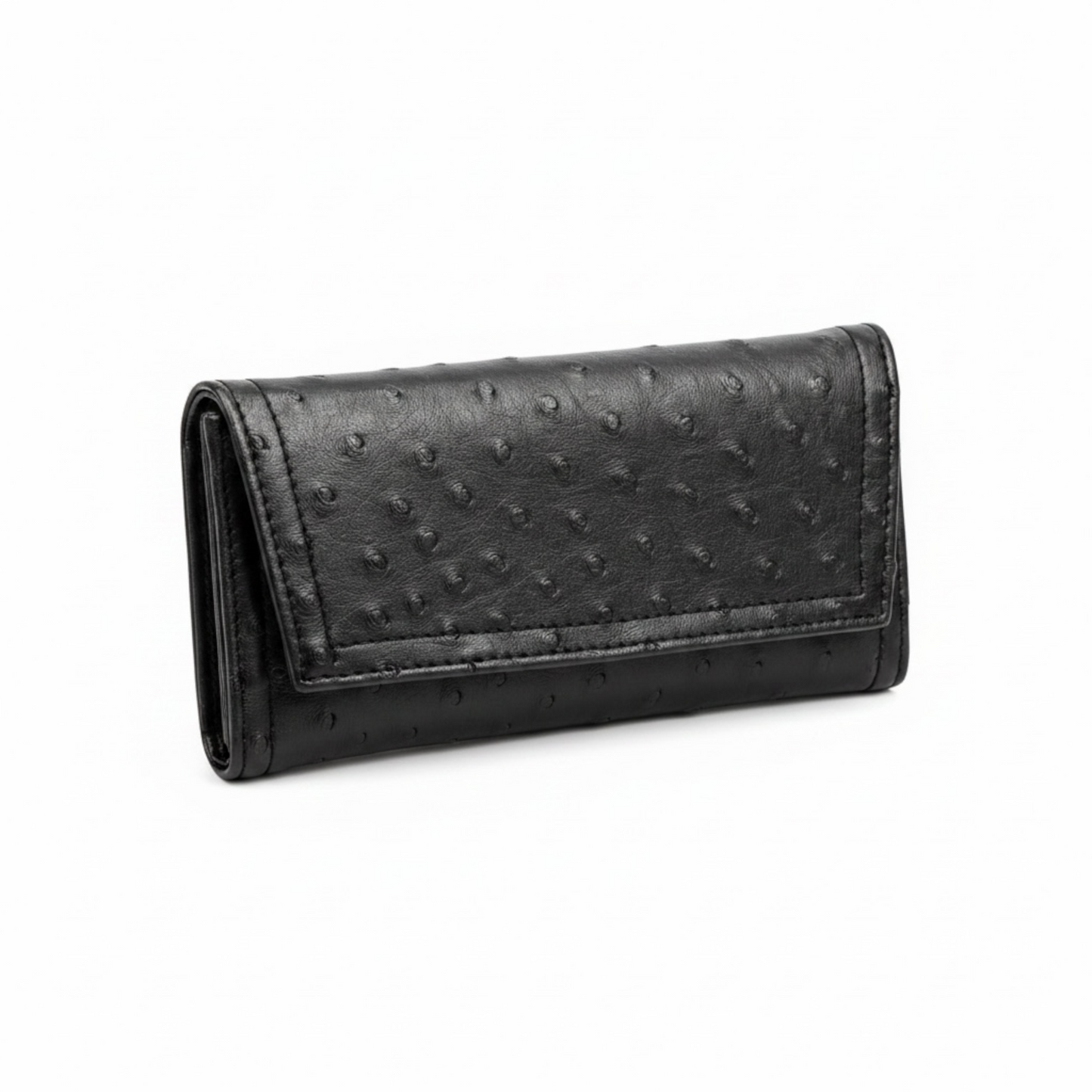 Wallet | Black Ostrich | Vegan Leather