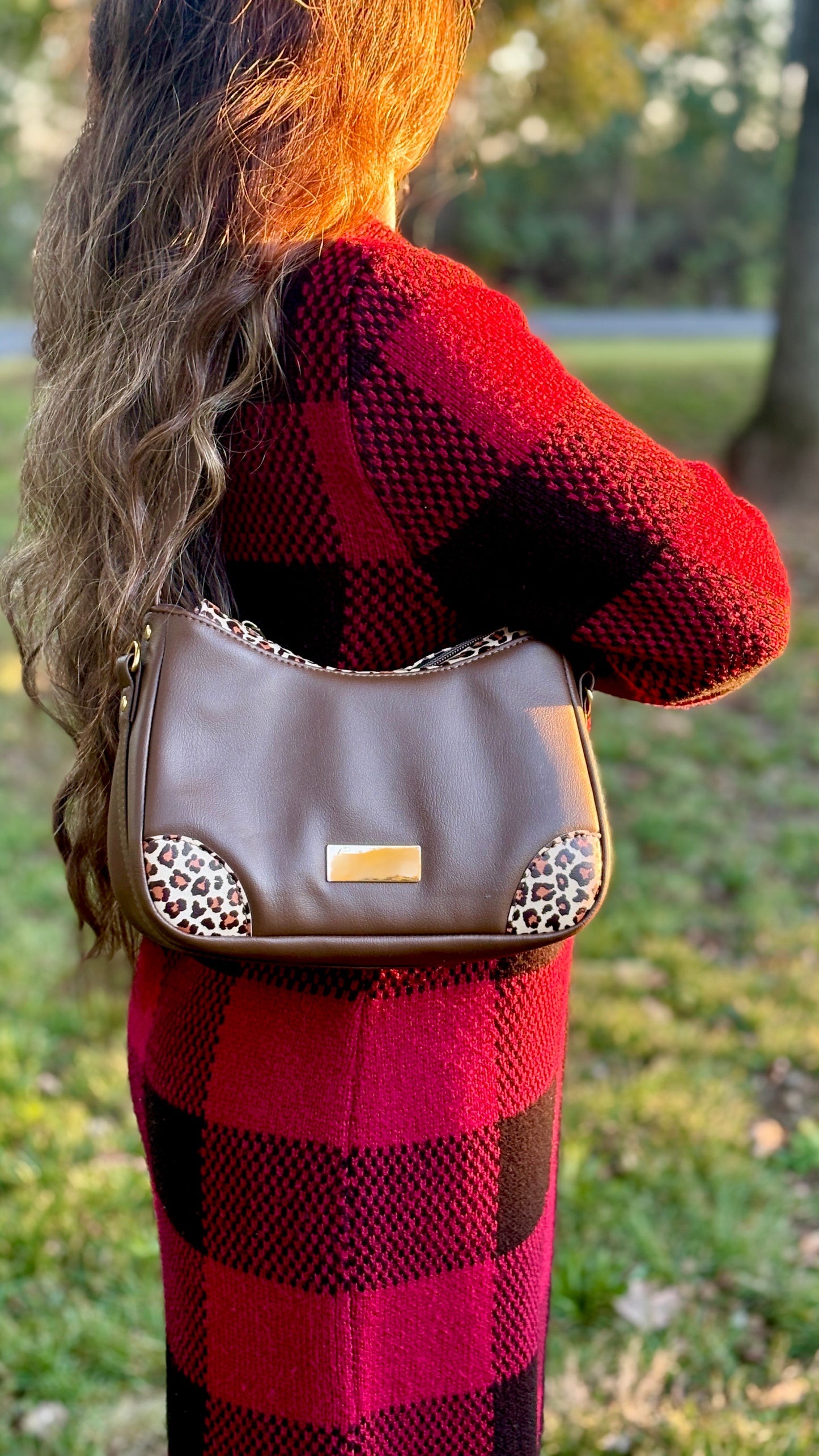 Rich Brown and Cheetah Accent Annabelle Shoulder Bag