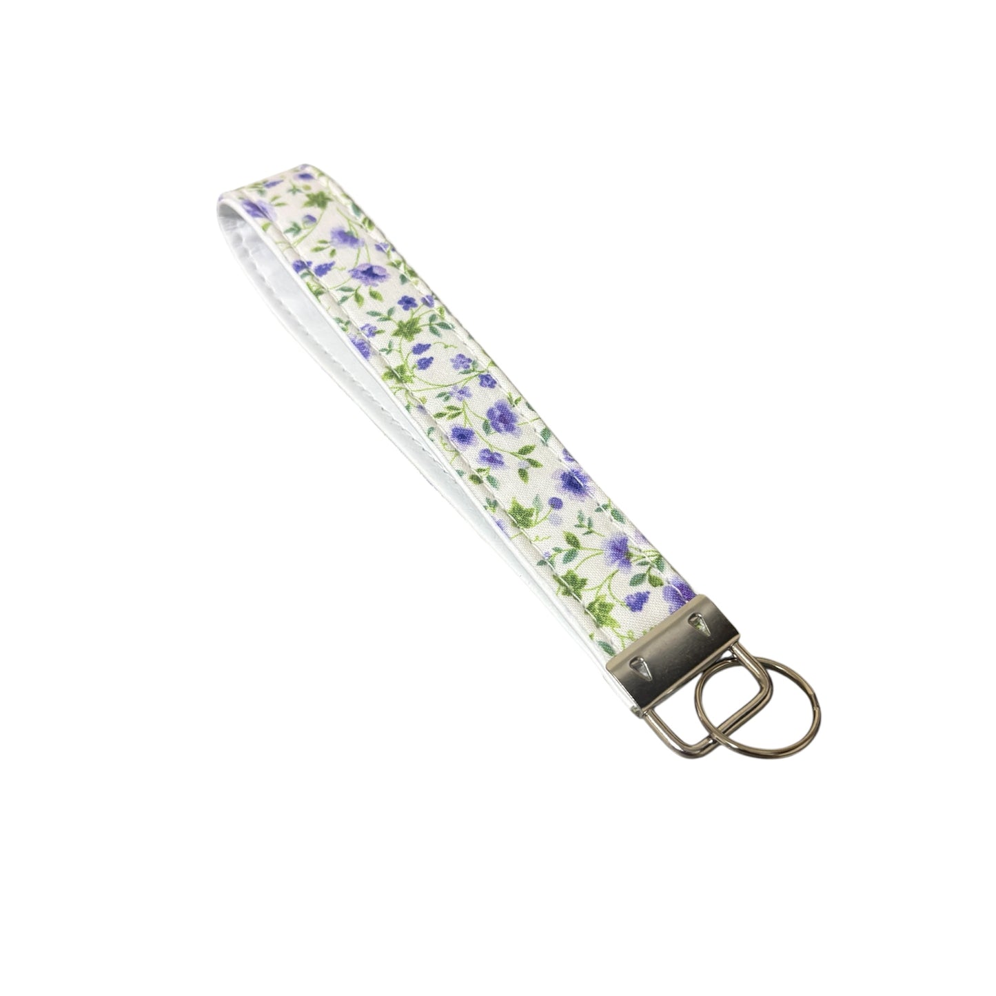 Key Chain Wristlet | Handmade Key Fob Wristlet White Purple Floral