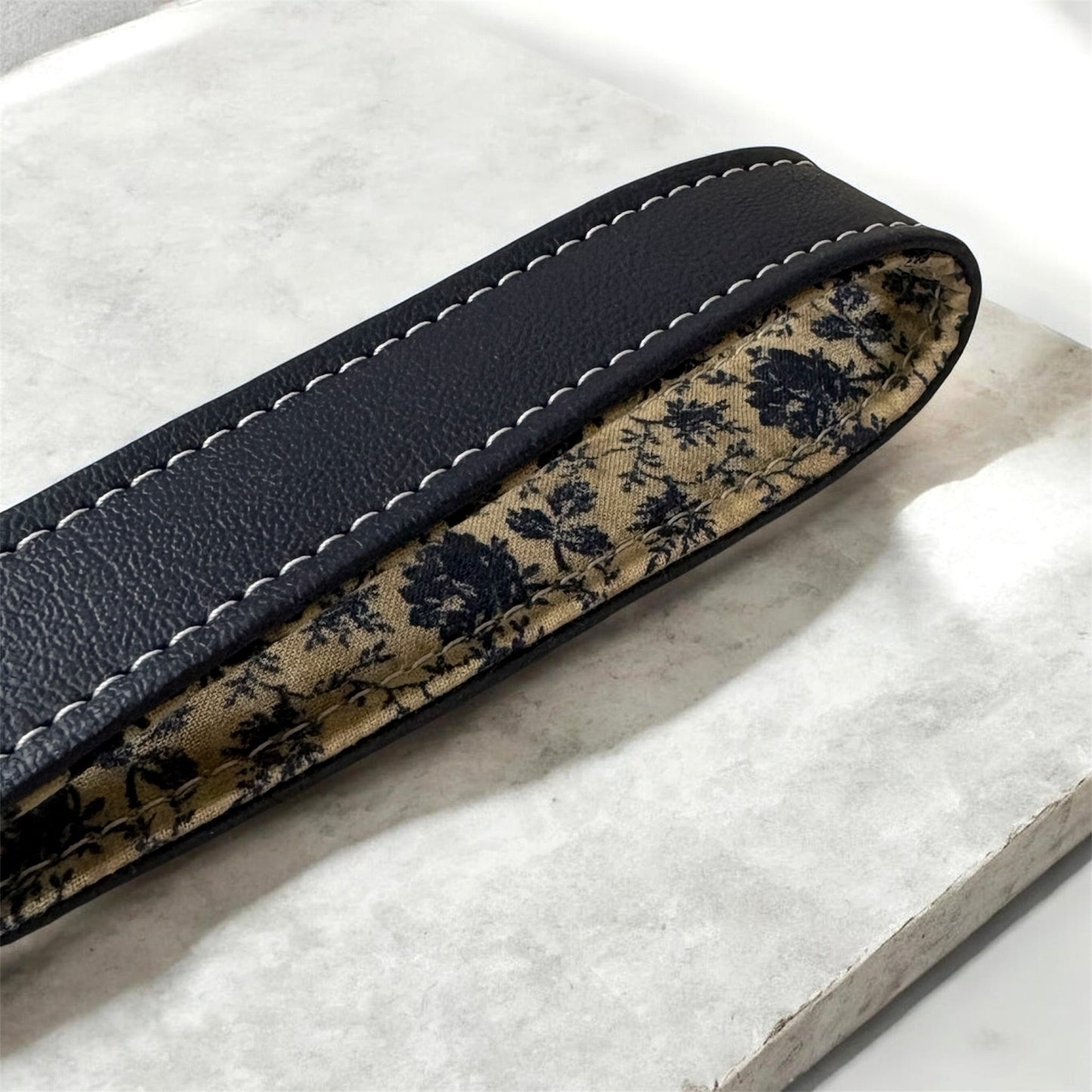Key Chain Wristlet | Handmade Key Fob Wristlet Navy & Beige Floral