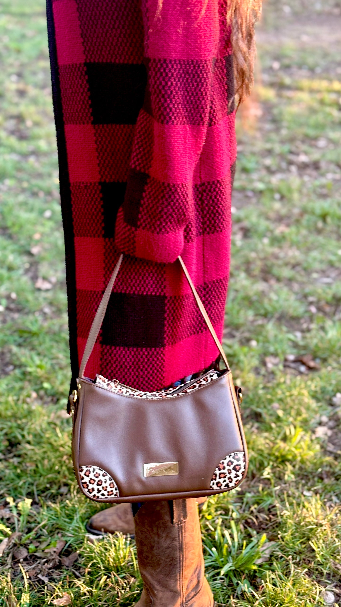 Rich Brown and Cheetah Accent Annabelle Shoulder Bag