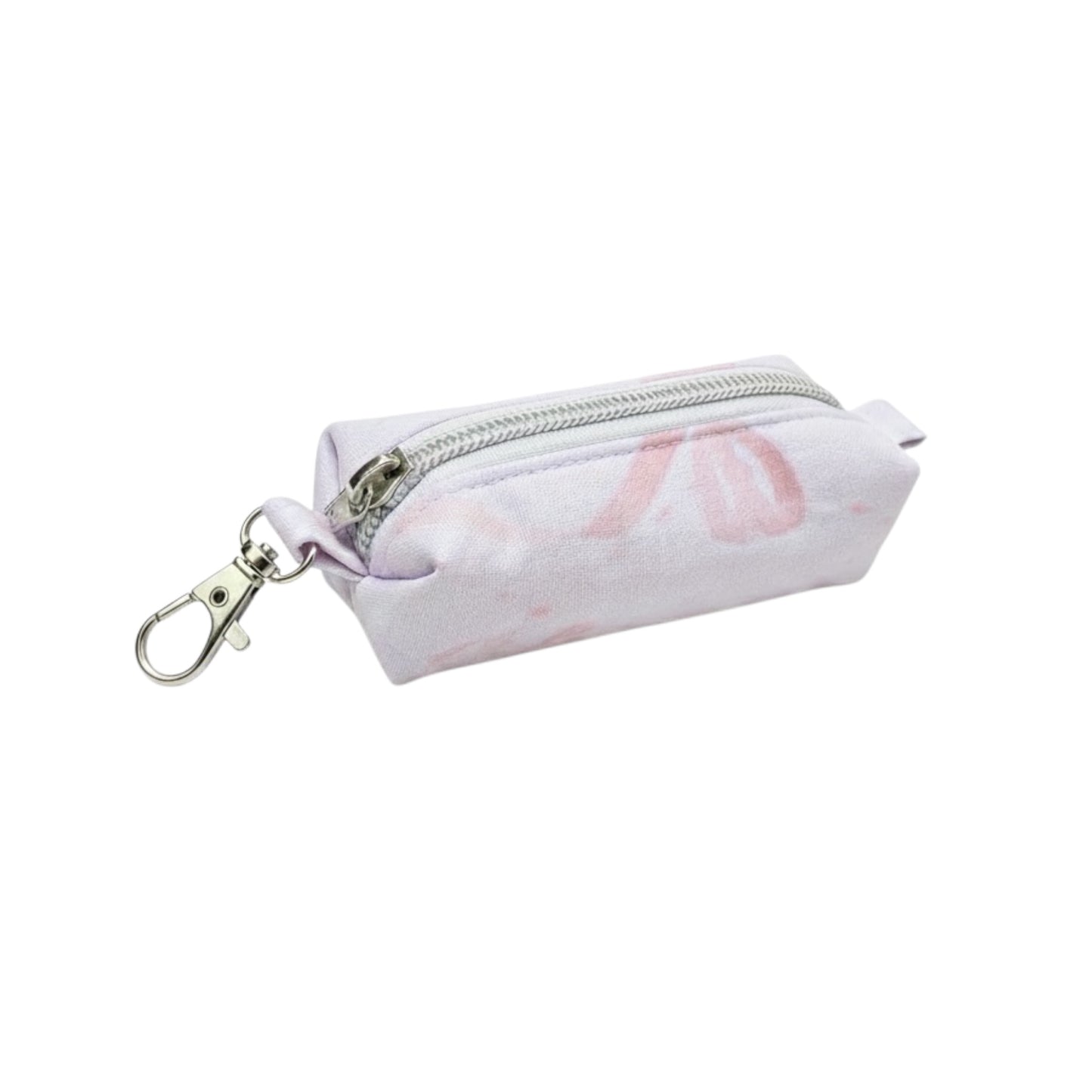 Lipstick/Chapstick Holder Pink Bow Zipper Pouch with Lobster Clasp