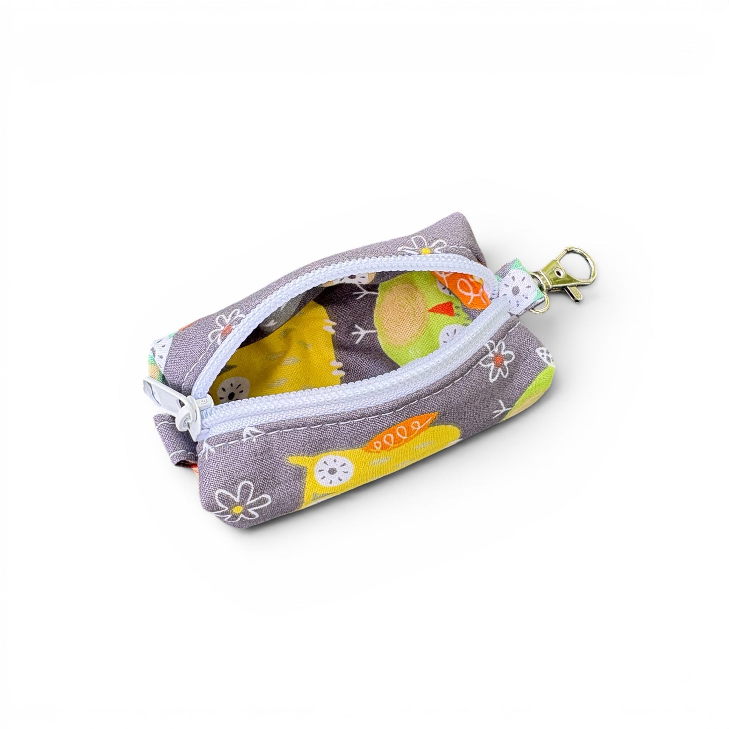 Lipstick/Chapstick Holder Owl Print Zipper Pouch with Lobster Clasp