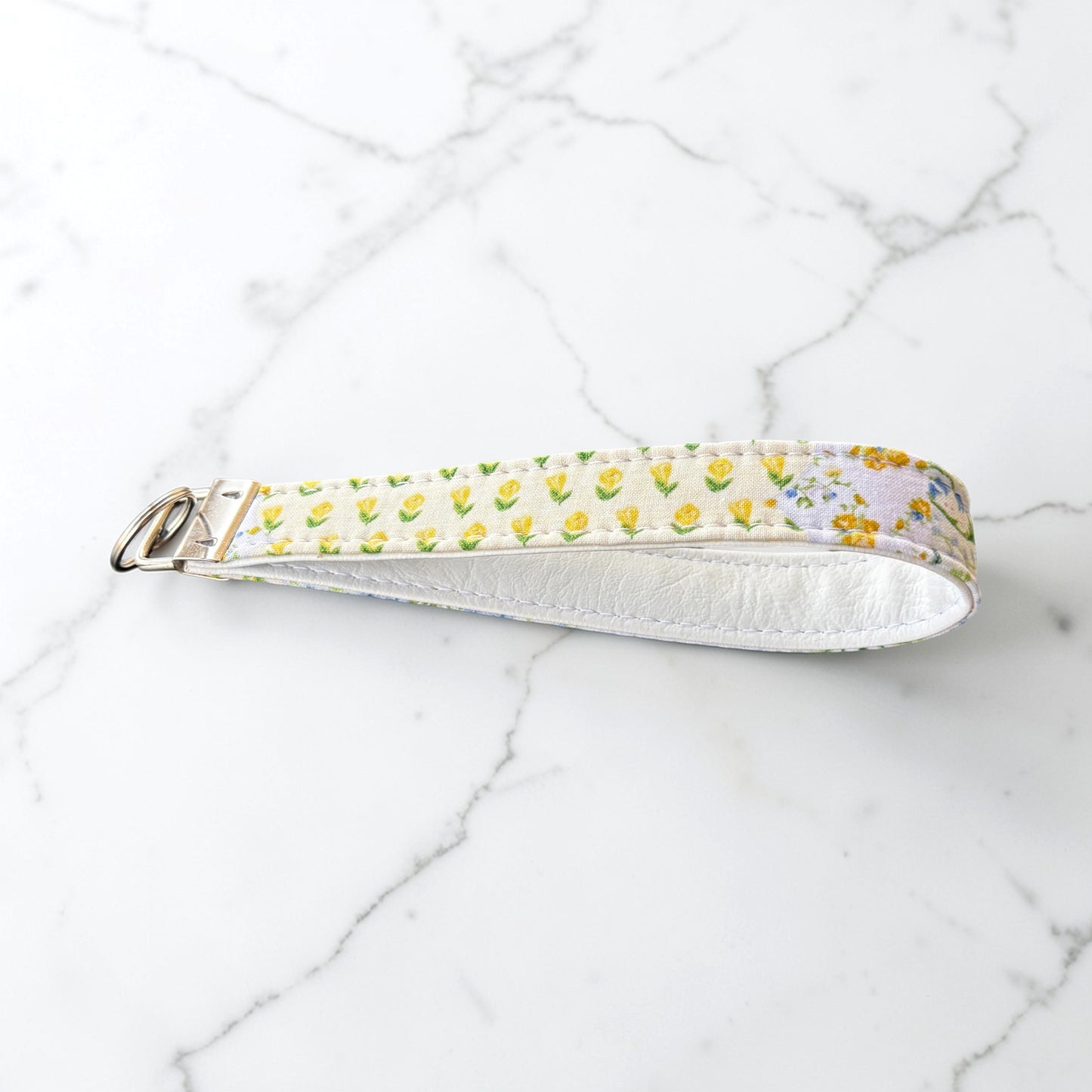 Key Chain Wristlet | Handmade Key Fob Wristlet Patchwork Yellow