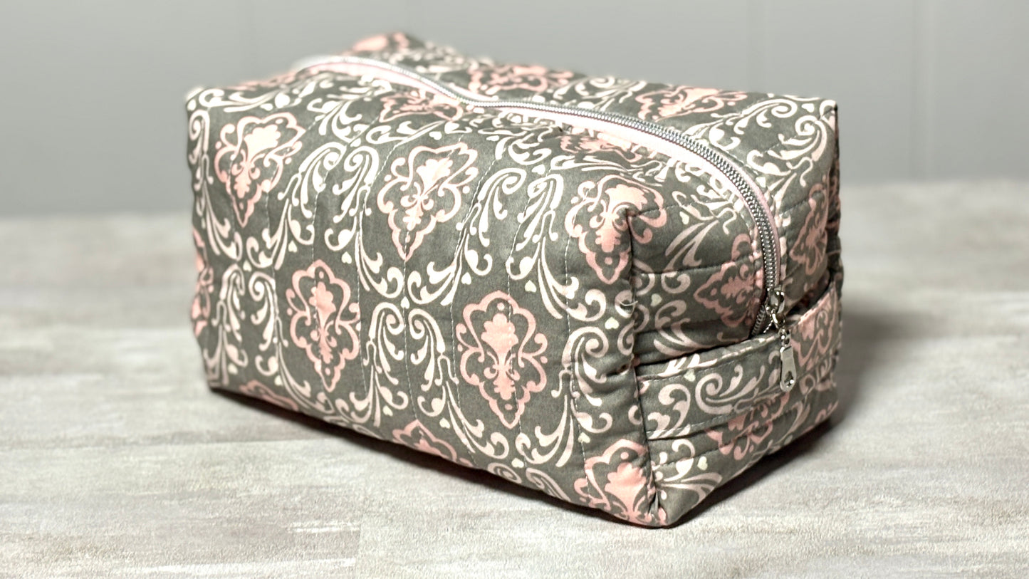 Make-Up/Boxy Bag - Large Pink and Grey