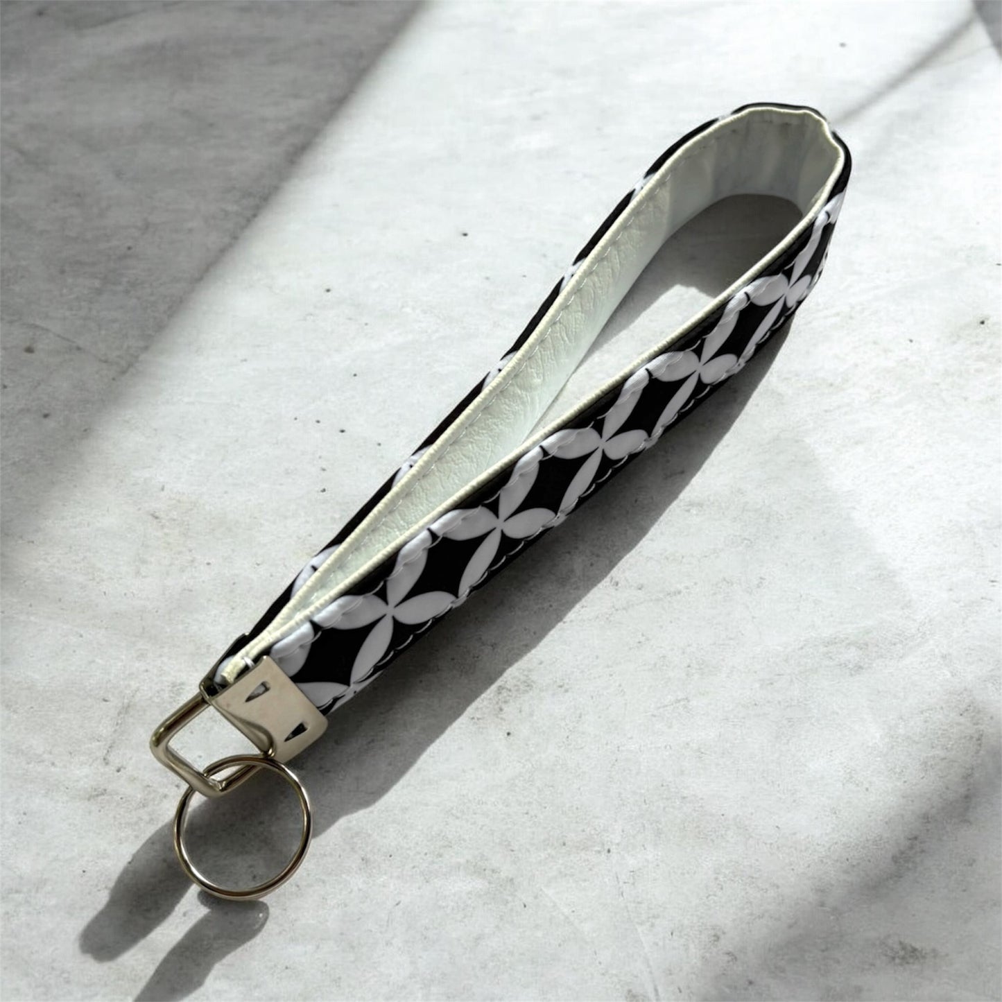 Key Chain Wristlet | Handmade Key Fob Wristlet Black & White Design