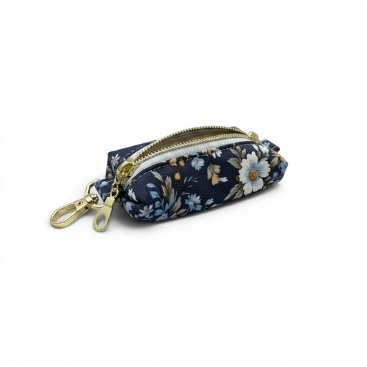 Lipstick/Chapstick Holder Blue Cozy Cottage Zipper Pouch with Lobster Clasp