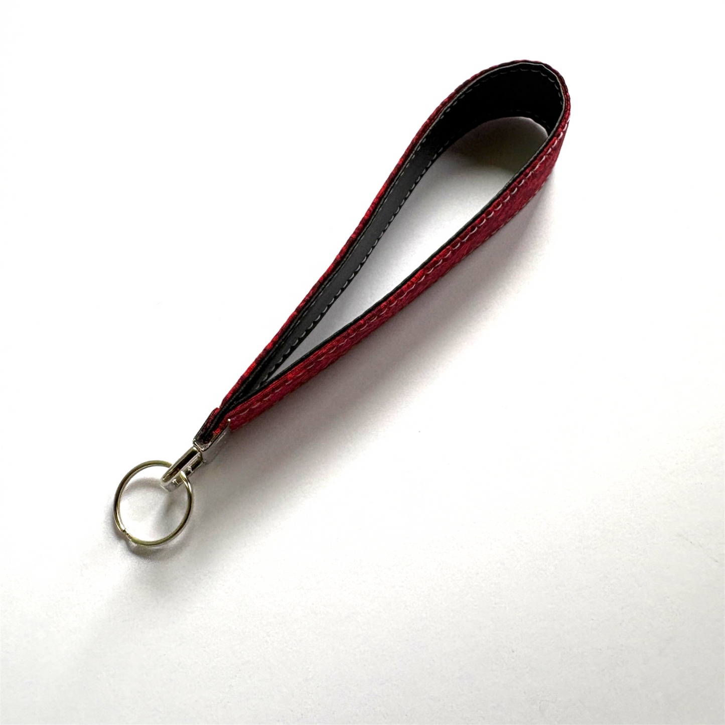 Key Chain Wristlet | Handmade Key Fob Wristlet Red Floral & Black