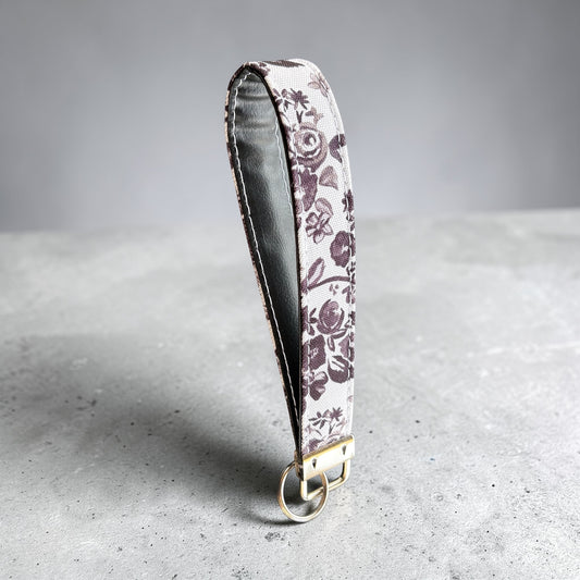 Key Chain Wristlet | Handmade Key Fob Wristlet Black Floral