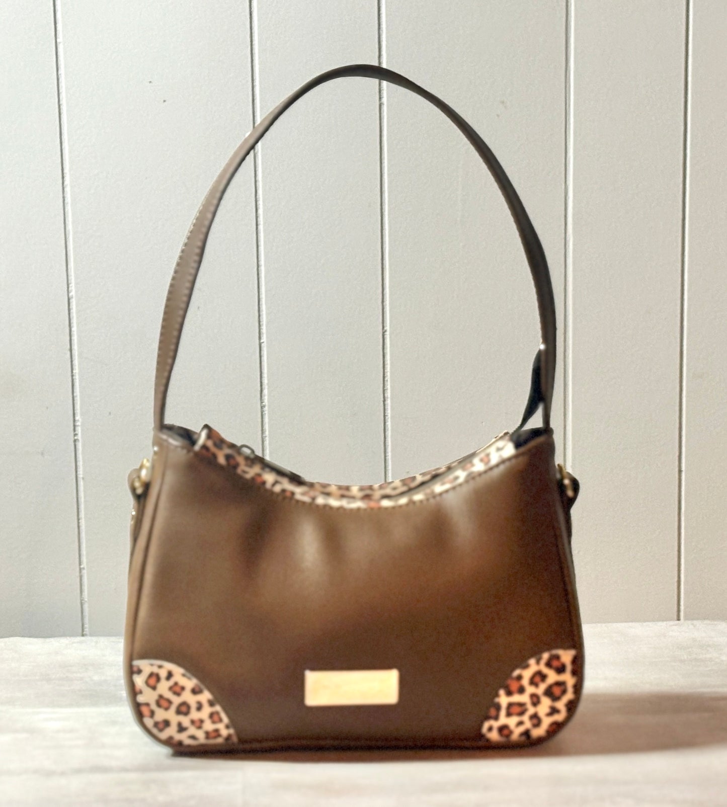 Rich Brown and Cheetah Accent Annabelle Shoulder Bag
