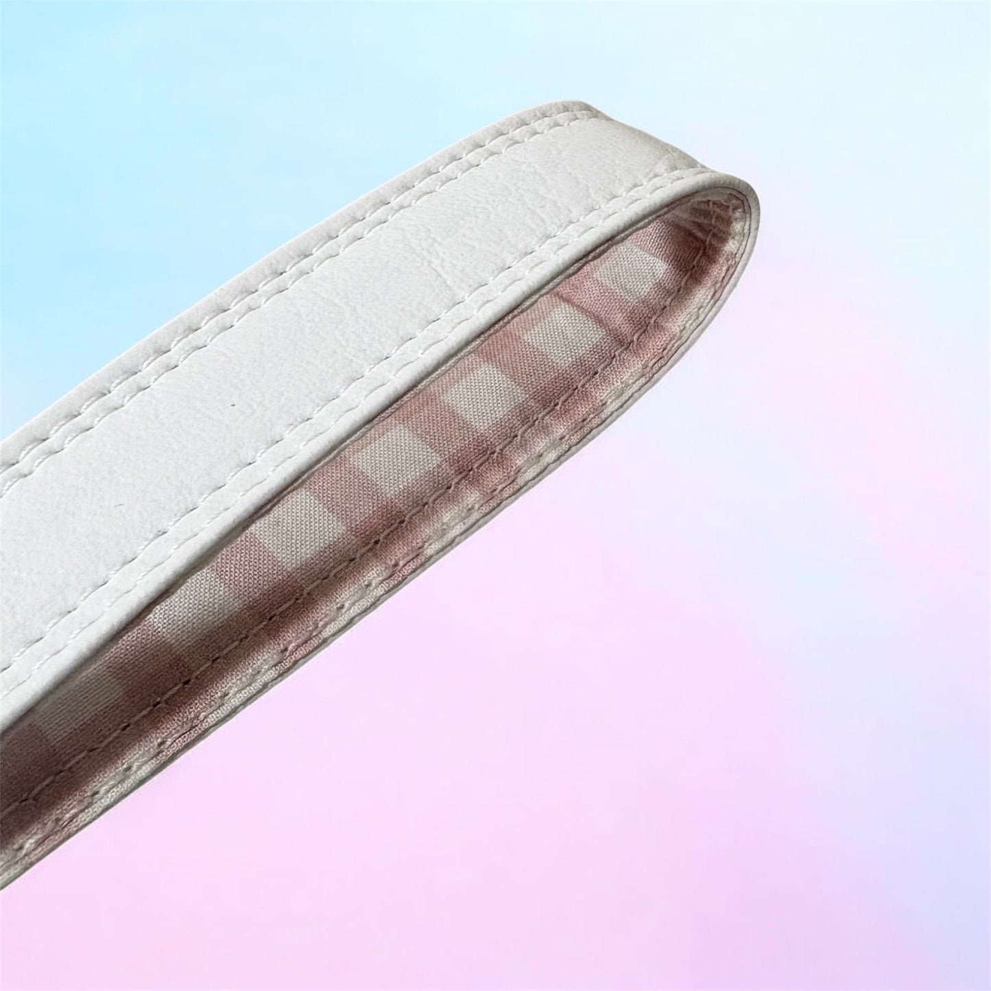 Key Chain Wristlet | Handmade Key Fob Wristlet White & Pink Gingham