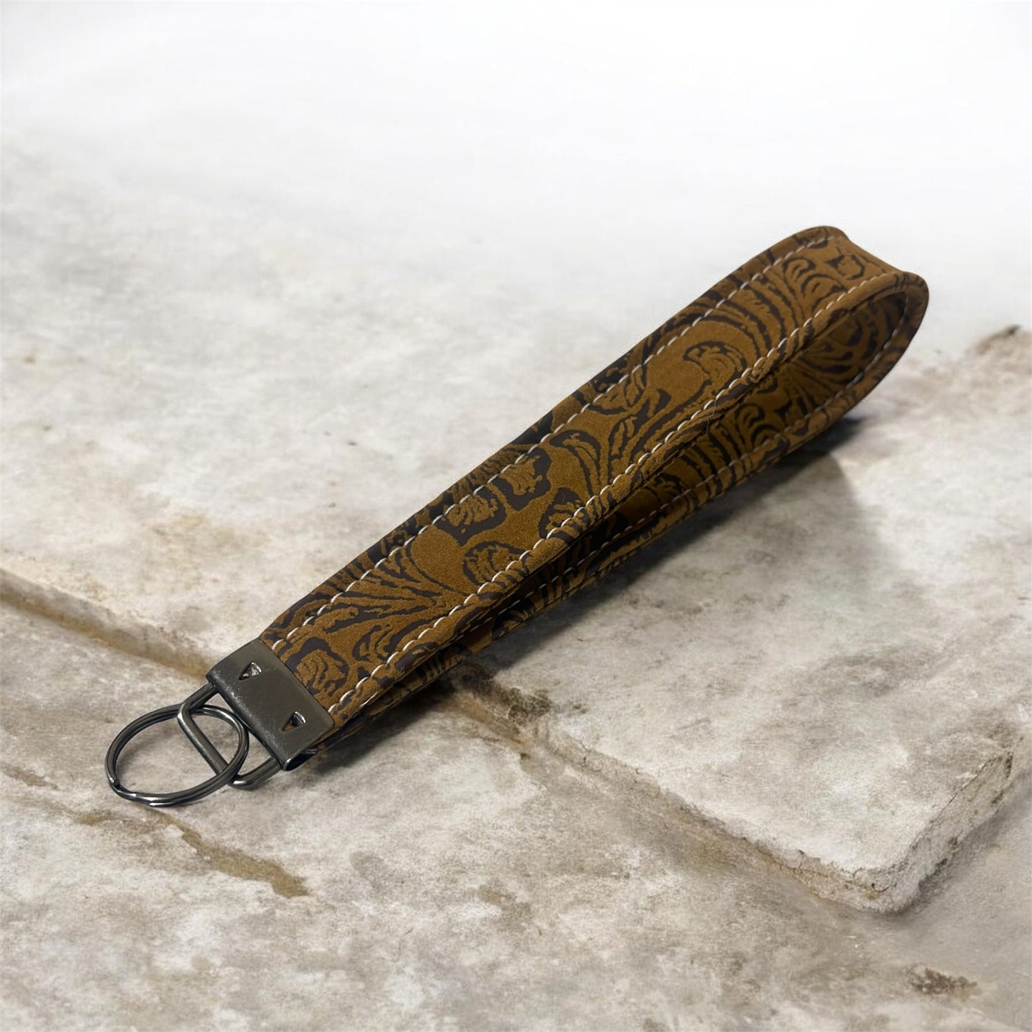 Key Chain Wristlet | Handmade Key Fob Wristlet Brown Suede