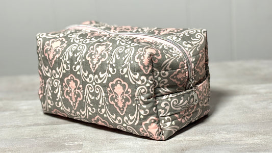 Make-Up/Boxy Bag - Large Pink and Grey