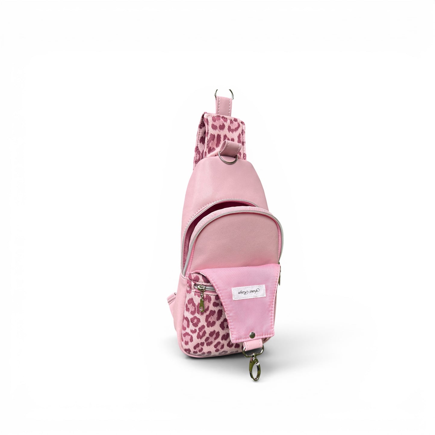 Retro Style Pink Sling Bag - Crossbody with Multiple Zipper Pockets