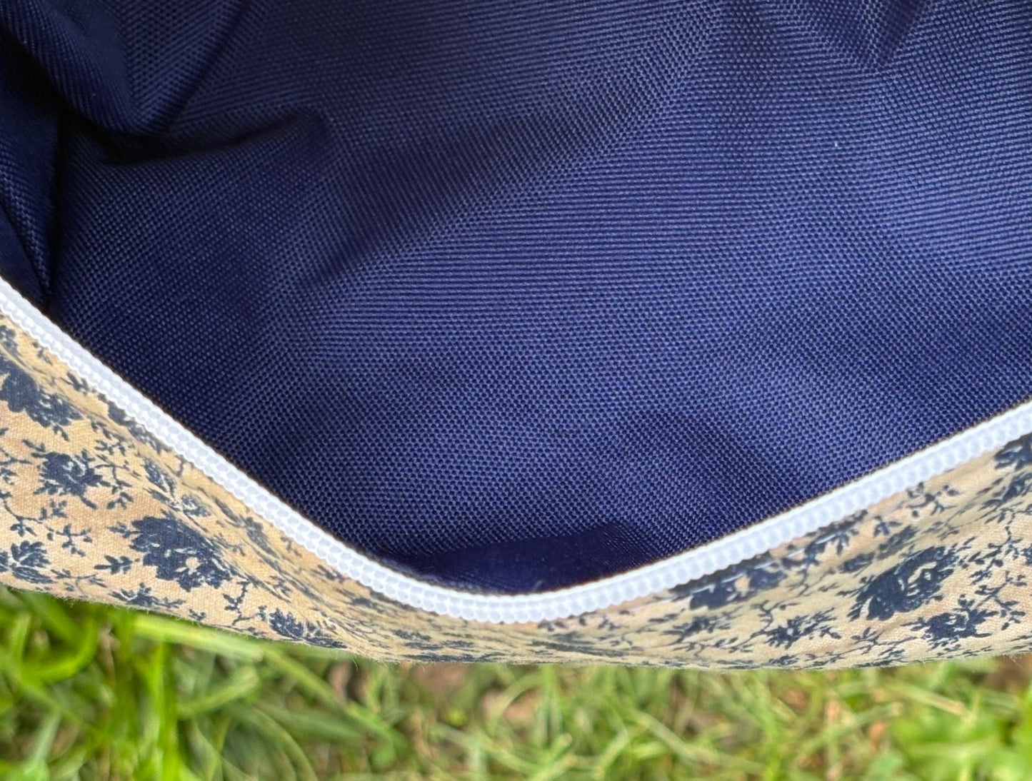 Makeup Toiletry Bag Floral Beige Blue