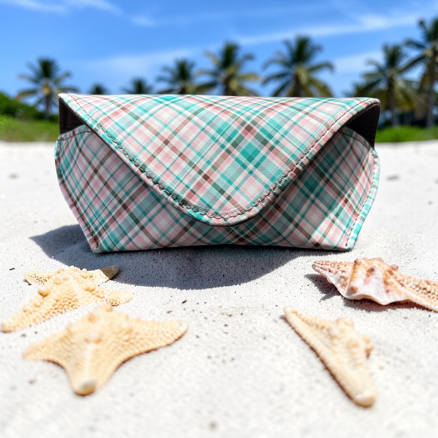 Sunglass - Eyeglass Case Teal Brown Pink Plaid