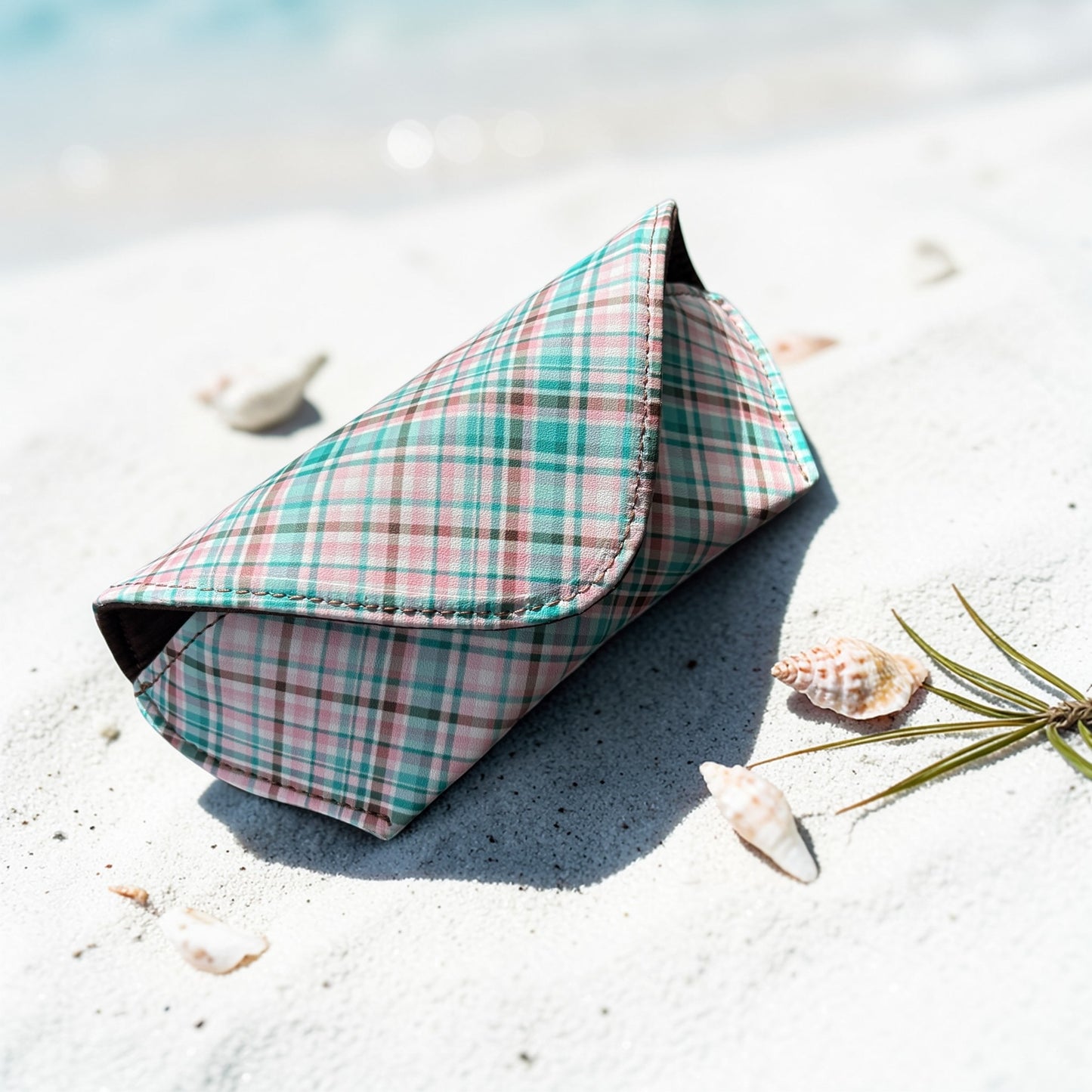 Sunglass - Eyeglass Case Teal Brown Pink Plaid