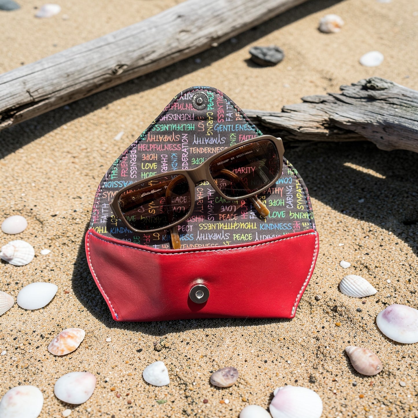 Sunglass - Eyeglass Case Burgundy Inspirational Words
