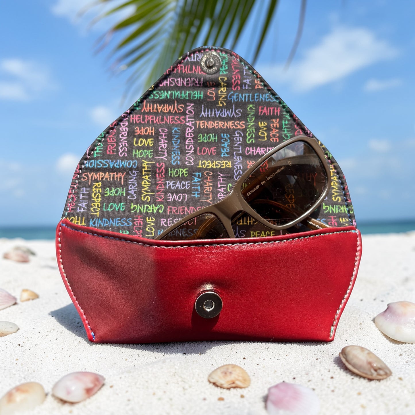 Sunglass - Eyeglass Case Burgundy Inspirational Words