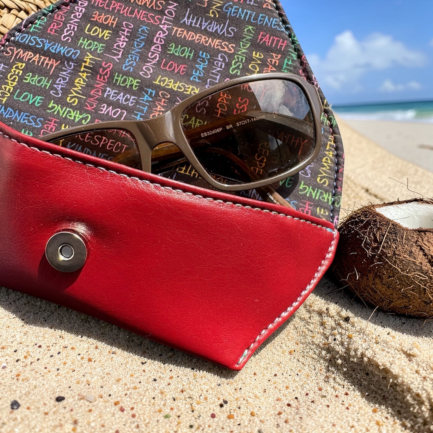 Sunglass - Eyeglass Case Burgundy Inspirational Words