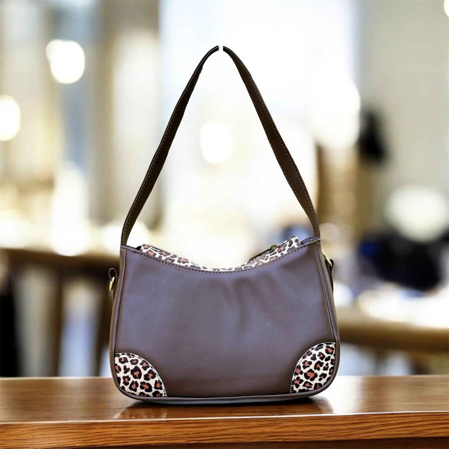 Rich Brown and Cheetah Accent Annabelle Shoulder Bag