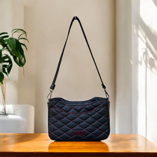 Kiana Quilted Red & Black Handbag
