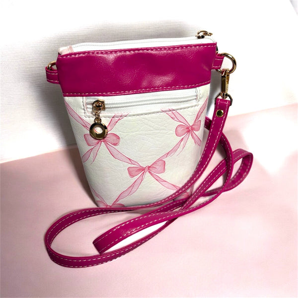 Pink Bow Phone Sling Bag – Crossbody with Pockets