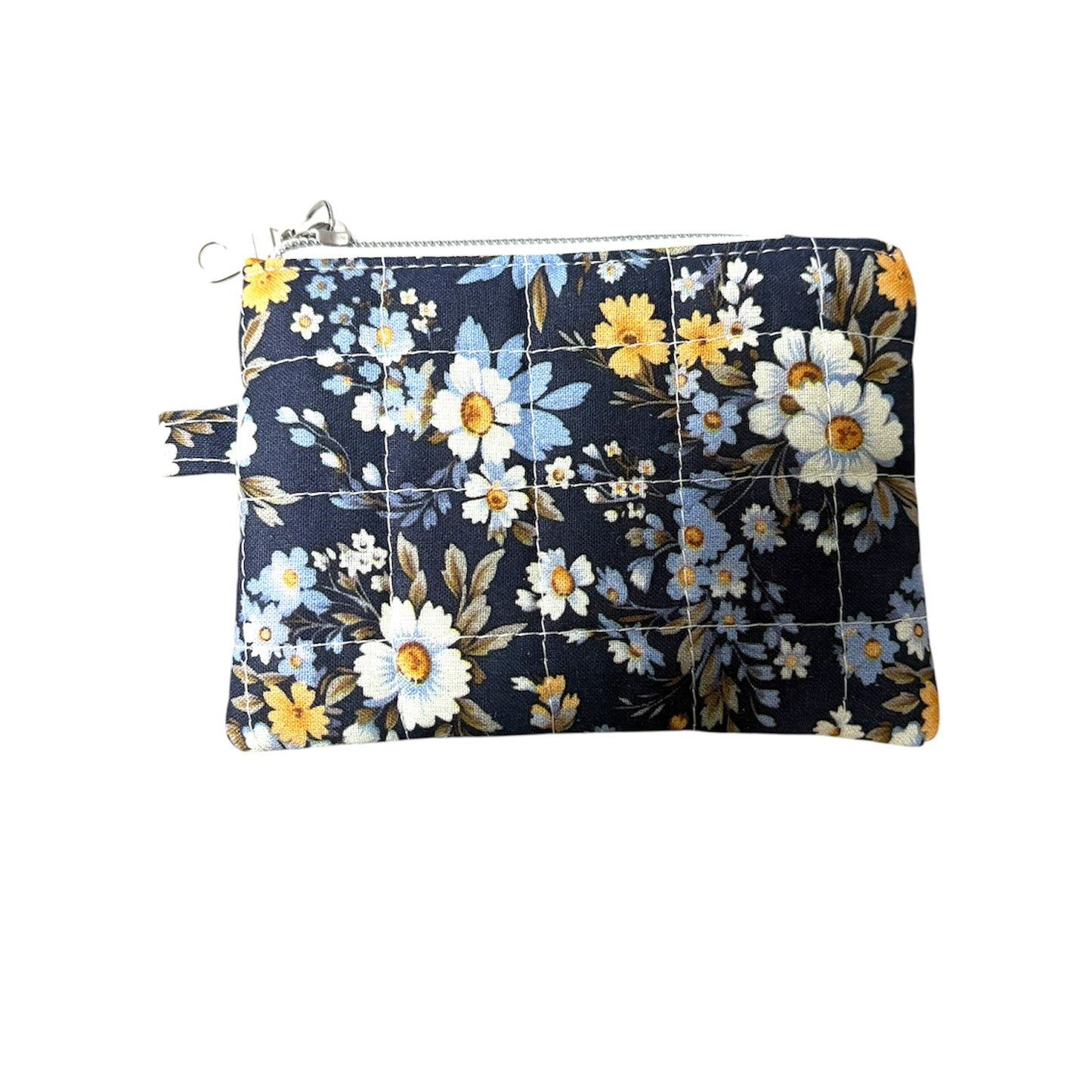 Cozy Cabin Blue Floral Coin Pouch Handmade Zipper Pouch for Everyday Essentials