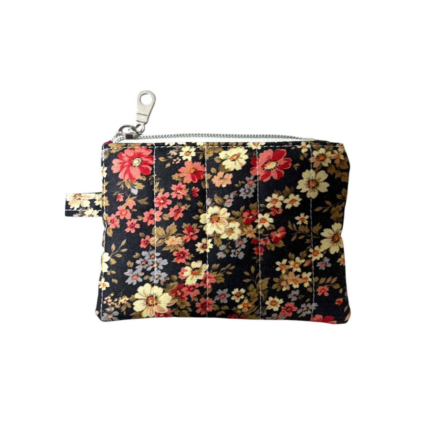 Cozy Cabin Red Floral Coin Pouch Handmade Zipper Pouch for Everyday Essentials