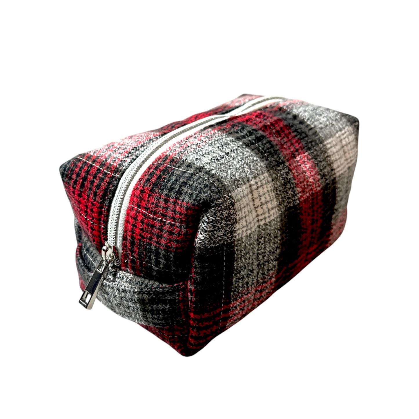 Cozy Cabin Plaid Boxy Makeup Bag - Handmade Zipper Toiletry Bag
