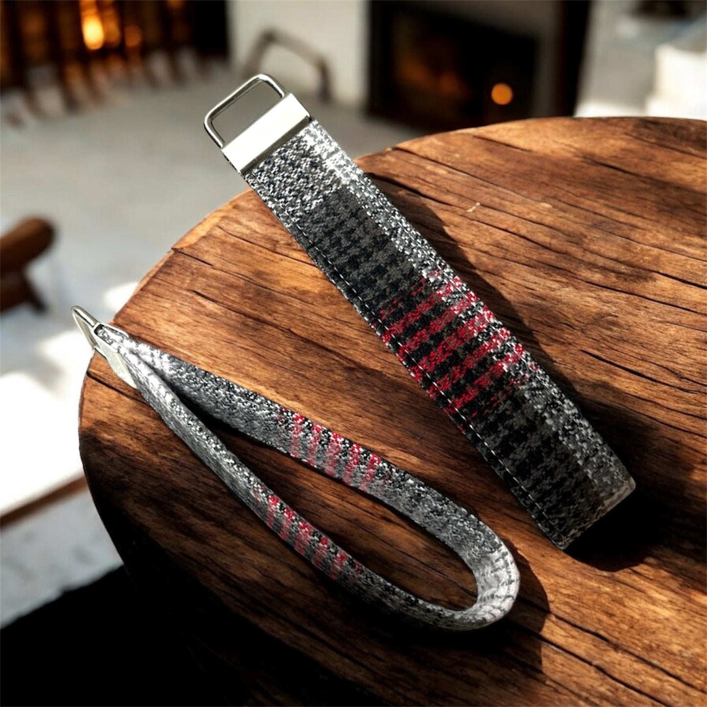 Cozy Cabin Plaid Key Chain Wristlet | Handmade Fabric Key Fob Wristlet