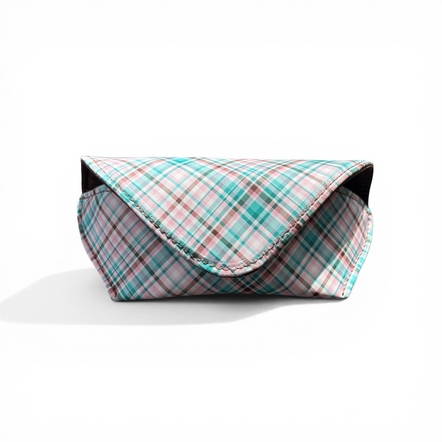 Sunglass - Eyeglass Case Teal Brown Pink Plaid
