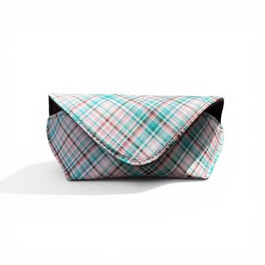 Sunglass - Eyeglass Case Teal Brown Pink Plaid