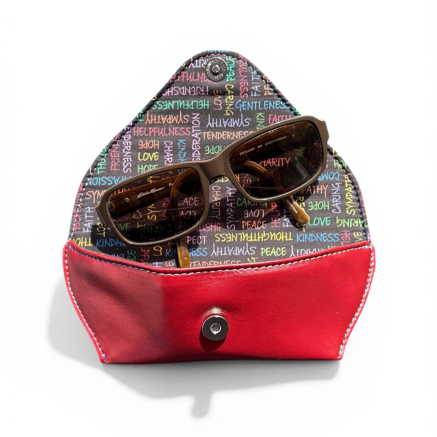 Sunglass - Eyeglass Case Burgundy Inspirational Words